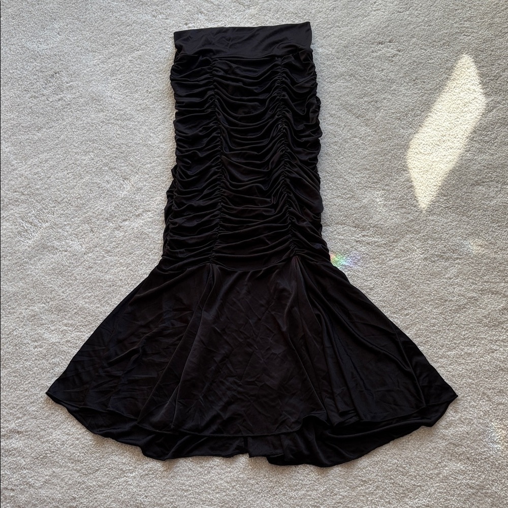 Suzanne Somers Black Silky Ruched Dress